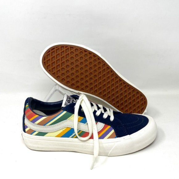 💖MEGA SALE💖VANS Shoes Women's VN0A4UWI1B3 Sk8-Low Reissue Retro Stripes Blue - Picture 8 of 10